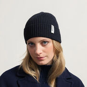Black recycled cotton rib knit hat